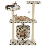 Ansamblu pisici, stâlpi funie sisal, 95 cm imprimeu lăbuțe, bej GartenMobel Dekor
