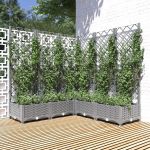 Jardinieră de grădină cu spalier gri deschis 120x120x121,5cm PP GartenMobel Dekor