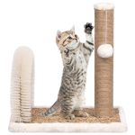 Ansamblu pisici, perie arcuită de îngrijire & stâlp de zgâriat GartenMobel Dekor