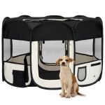 Țarc de câini pliabil cu sac de transport, negru, 110x110x58 cm GartenMobel Dekor