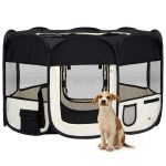 Țarc de câini pliabil cu sac de transport, negru, 125x125x61 cm GartenMobel Dekor