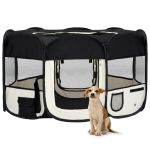 Țarc de câini pliabil cu sac de transport, negru, 145x145x61 cm GartenMobel Dekor