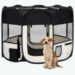 Țarc de câini pliabil cu sac de transport, negru, 90x90x58 cm GartenMobel Dekor