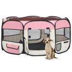 Țarc de câini pliabil cu sac de transport, roz, 145x145x61 cm GartenMobel Dekor