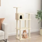 Ansamblu pisici cu stâlpi din funie de sisal, crem, 119 cm GartenMobel Dekor