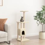 Ansamblu pisici cu stâlpi din funie de sisal, crem, 104 cm GartenMobel Dekor