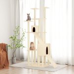 Ansamblu de pisici cu stâlpi din funie de sisal, crem, 190 cm GartenMobel Dekor