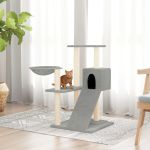 Ansamblu de pisici, stâlpi din funie sisal, gri deschis, 82 cm GartenMobel Dekor