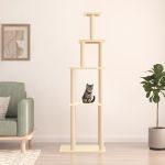 Ansamblu de pisici cu stâlpi din funie de sisal, crem, 183 cm GartenMobel Dekor