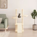 Ansamblu de pisici cu stâlpi din funie de sisal, crem, 133 cm GartenMobel Dekor