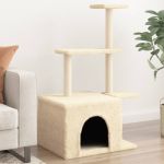 Ansamblu de pisici cu stâlpi din funie de sisal, crem, 110 cm GartenMobel Dekor