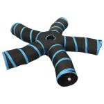 Tunel pentru pisici 5 căi, negru și albastru, 25 cm, poliester GartenMobel Dekor