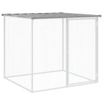 Coteț pui cu acoperiș gri deschis 103x98x90 cm oțel galvanizat GartenMobel Dekor