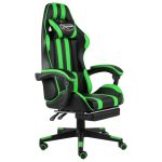 Scaun de racing suport picioare negru/verde piele ecologică GartenMobel Dekor