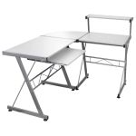 Birou de computer colțar, alb, 132x112x99 cm, lemn prelucrat GartenMobel Dekor