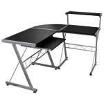 Birou de computer colțar, negru, 132x112x99 cm, lemn prelucrat GartenMobel Dekor