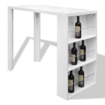 Masă de bar din MDF, cu suport pentru sticle de vin, alb lucios  GartenMobel Dekor