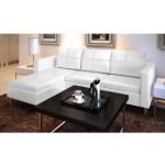 Canapea modulară cu 3 locuri, piele artificială, alb  GartenMobel Dekor