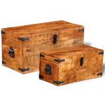 Set cufere de depozitare, 2 piese, lemn mango nefinisat  GartenMobel Dekor