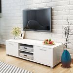 Comodă TV, alb extralucios, 120 x 40,3 x 35 cm GartenMobel Dekor