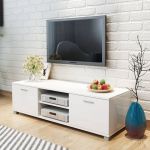 Comodă TV, alb extralucios, 140 x 40,5 x 35 cm GartenMobel Dekor