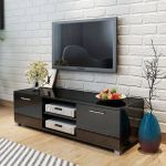 Comodă TV, negru extralucios, 120 x 40,5 x 35 cm GartenMobel Dekor