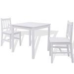 Set de masă, trei piese, alb, lemn de pin GartenMobel Dekor