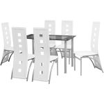 Set masă și scaune de bucătărie, 7 piese, alb GartenMobel Dekor