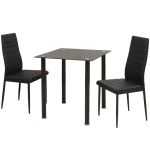 Set masă și scaune de bucătărie, negru, 3 piese GartenMobel Dekor