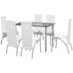 Set masă și scaune de bucătărie 7 piese, Alb GartenMobel Dekor