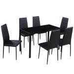 Set masă și scaune de bucătărie 7 piese, negru GartenMobel Dekor