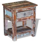 Masă laterală cu un sertar, 43x33x51 cm, lemn masiv reciclat GartenMobel Dekor