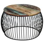 Măsuță de cafea, 68x37 cm, lemn masiv reciclat, rotund GartenMobel Dekor