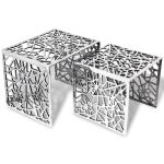 Set de mese laterale 2 buc. Pătrat Aluminiu Argintiu GartenMobel Dekor