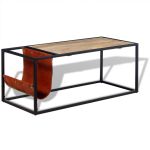 Masuță cafea cu suport reviste din piele naturală, 110x50x45 cm GartenMobel Dekor