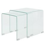 Set de masă din sticlă securit transparentă, stivuibil, 2 piese GartenMobel Dekor