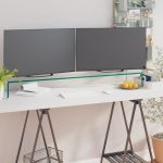 Stand TV/Suport monitor sticlă transparentă 120x30x13 cm GartenMobel Dekor