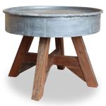 Măsuță de cafea Lemn masiv reciclat 60 x 45 cm Argintiu GartenMobel Dekor