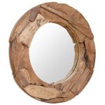 Oglindă decorativă, lemn de tec, 80 cm, rotundă GartenMobel Dekor