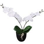 Plantă artificială orhidee cu ghiveci, 30 cm, alb GartenMobel Dekor