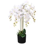 Plantă artificială orhidee cu ghiveci, 75 cm, alb GartenMobel Dekor