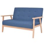 Canapea cu 2 locuri, albastru, material textil GartenMobel Dekor