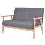 Canapea cu 2 locuri, gri închis, material textil GartenMobel Dekor