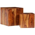 Set masă de cafea, 2 piese, lemn masiv de sheesham, 40x40x40 cm GartenMobel Dekor