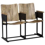 Bancă cu 2 locuri, lemn masiv de mango și oțel GartenMobel Dekor