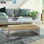 Măsuță de cafea, PAL, 90x59x42 cm, culoarea stejarului și alb GartenMobel Dekor
