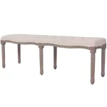 Bancă, alb crem, 150x40x48 cm, pânză și lemn masiv GartenMobel Dekor