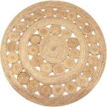 Covor din iută cu design împletit, 120 cm rotund GartenMobel Dekor