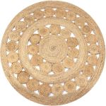 Covor din iută cu model împletit, 150 cm rotund GartenMobel Dekor