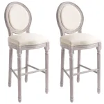 Scaune de bar, 2 buc., alb, pânză GartenMobel Dekor